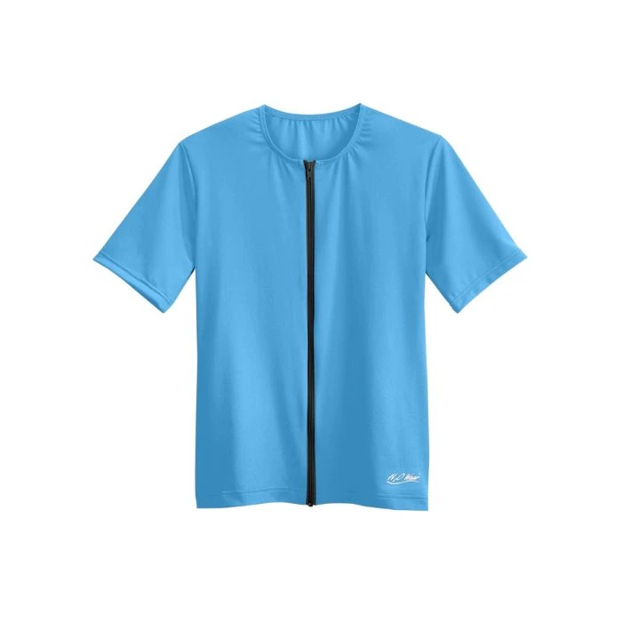 Short Sleeve Zip-Front Aqua Shirt - Arctic 1 Short Sleeve Zip-Front Aqua Shirt - Arctic