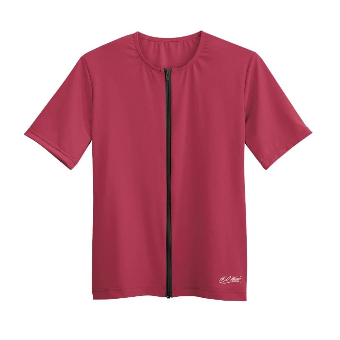 Short Sleeve Zip-Front Aqua Shirt - Bliss 1 Short Sleeve Zip-Front Aqua Shirt - Bliss