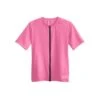 Short Sleeve Zip-Front Aqua Shirt - Pink Blush
