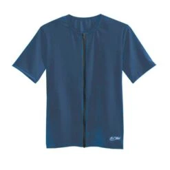 Short Sleeve Zip-Front Aqua Shirt - Liquid