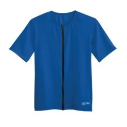 Short Sleeve Zip-Front Aqua Shirt - Olympia