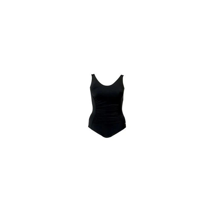 Ruched Front Support Tank - Long Torso - Scoop Back - All Black Item: SFSL_BK 1 Ruched Front Support Tank - Long Torso - Scoop Back - All Black Item: SFSL_BK
