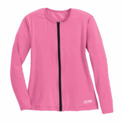 Long Sleeve Zip-Front Aqua Shirt - Pink Blush