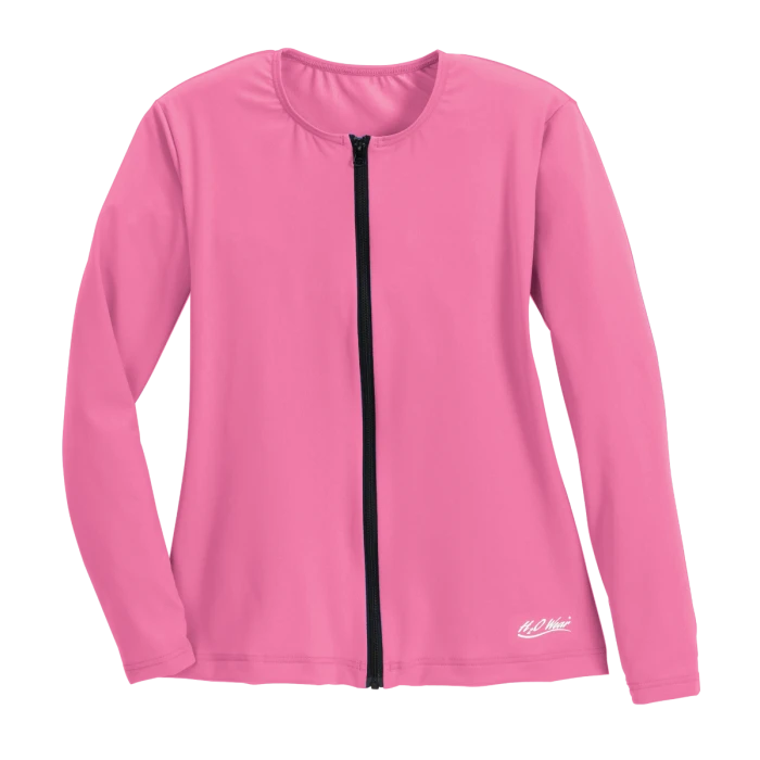 Long Sleeve Zip-Front Aqua Shirt - Pink Blush 1 Long Sleeve Zip-Front Aqua Shirt - Pink Blush