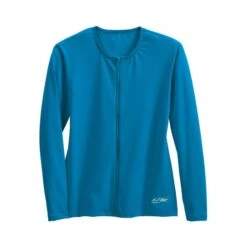 Long Sleeve Zip-Front Aqua Shirt- Surf