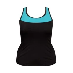 Workout Top W/Accent Trim - Black W/ Capri Accent