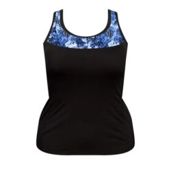 Workout Top W/Accent Trim - Black W/ Kauai Accent