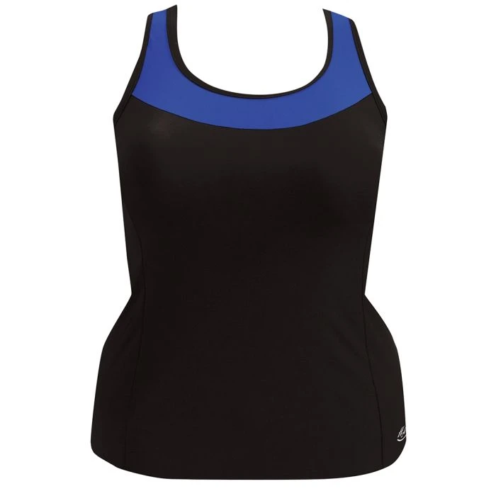 Workout Top With Accent Trim - Black W/ Pacific Item: WTHR_PCBK 1 Workout Top With Accent Trim - Black W/ Pacific Item: WTHR_PCBK
