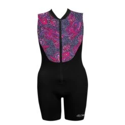 Zip-Front Unitank With Support - Black W/ Aria